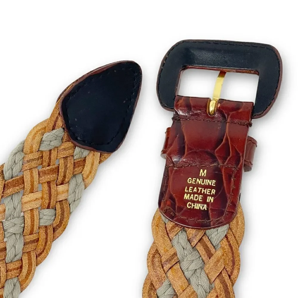 Woven Braided Basket Leather Belt Youth Size Medium